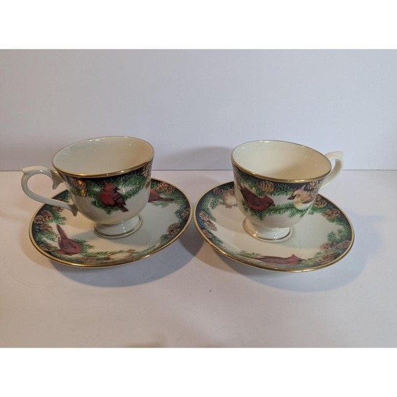 Lenox Other - Lenox Birds of America Cardinal Set of 2 Teacups & Saucers 1993